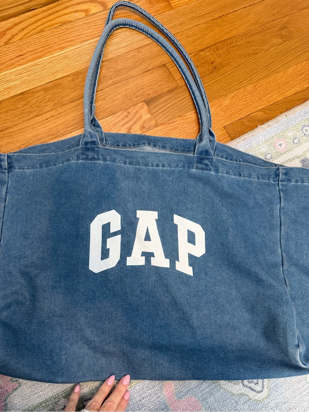 GAP Blue Denim Tote with White Logo